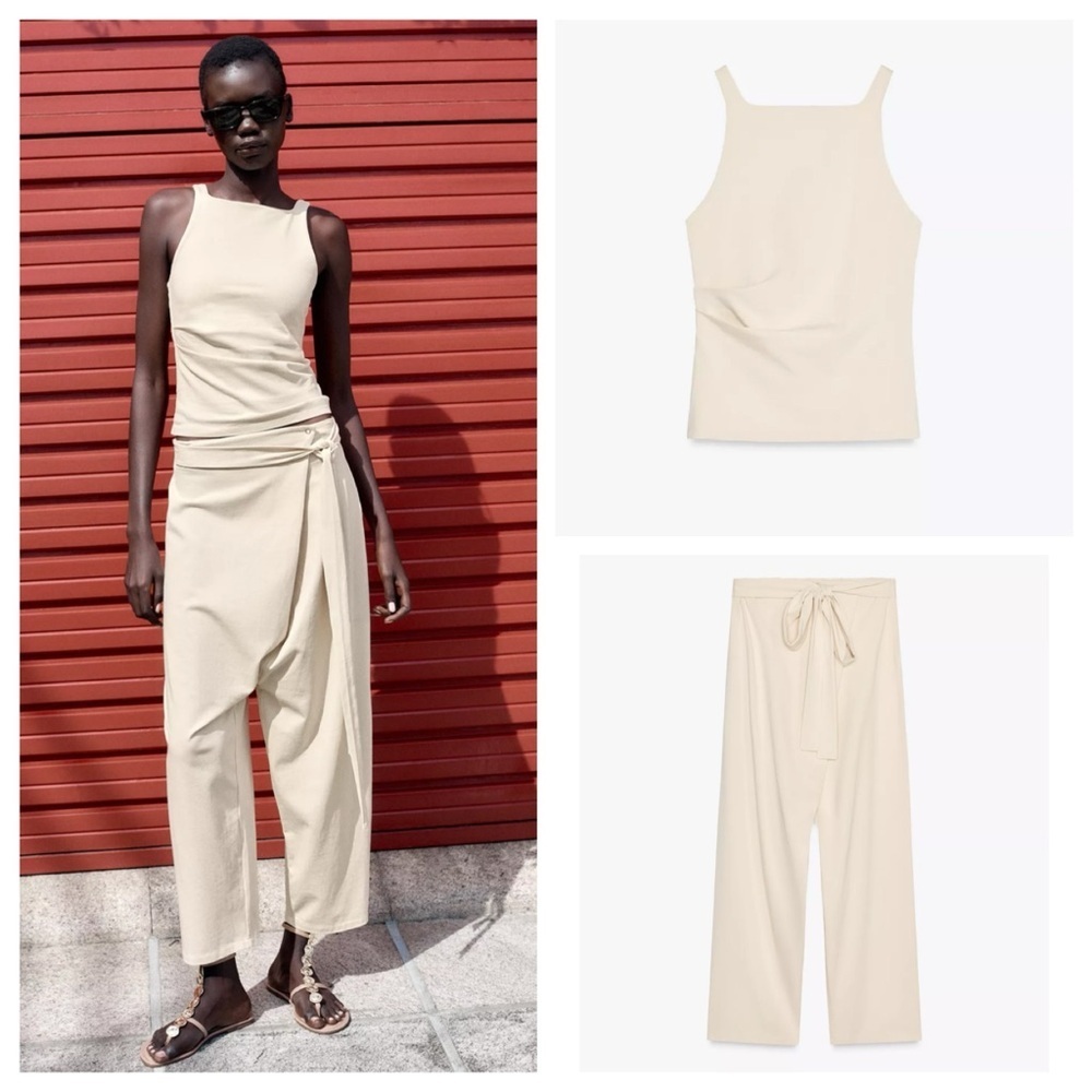 Zara Set of Washed Pleat Top And Sarong Pants